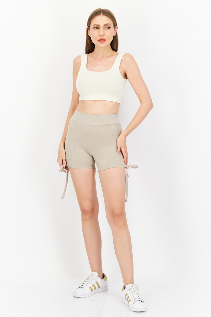 Ryder Act Women Regular Fit Basic Shorts, Beige - Image 4