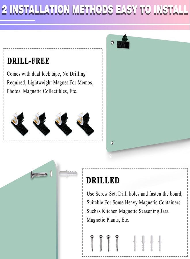 HYHOSHI Green Magnetic Board,17.5" x 11.4" Magnet Bulletin Board to Display Magnetic Notes, Poetry, Photos, Suitable for Wall, Refrigerator, Cabinet etc, Come with 4 Pcs Dual Lock Tape and Screws - Image 3