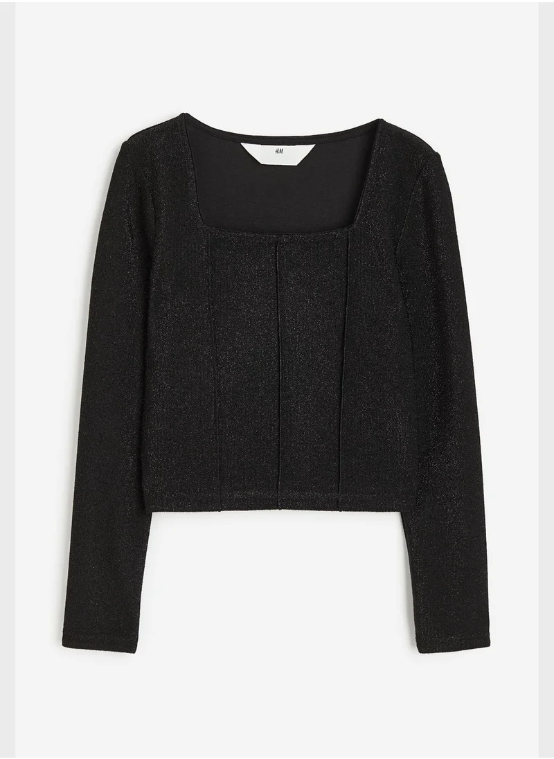 H&M Youth Essential Jersey Top With Pintucks