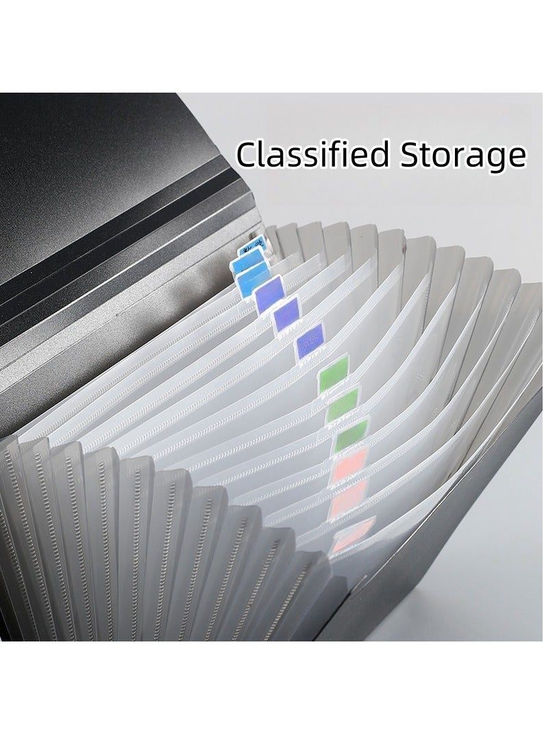 Generic 12 Pockets Expanding File Folders, Portable Accordion A4 Expandable File Organizer, Large Capacity Stand Plastic Business File Box  - Image 3