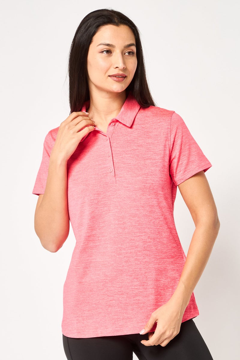 UNDER ARMOUR Women Fitted Short Sleeve Training Polo Shirt, Pink - Image 1