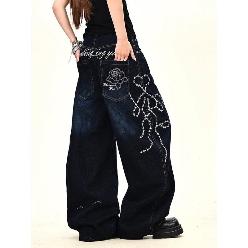 Unisex Classic Denim Jeans Loose Fit Daily Outdoor Wear - Image 3