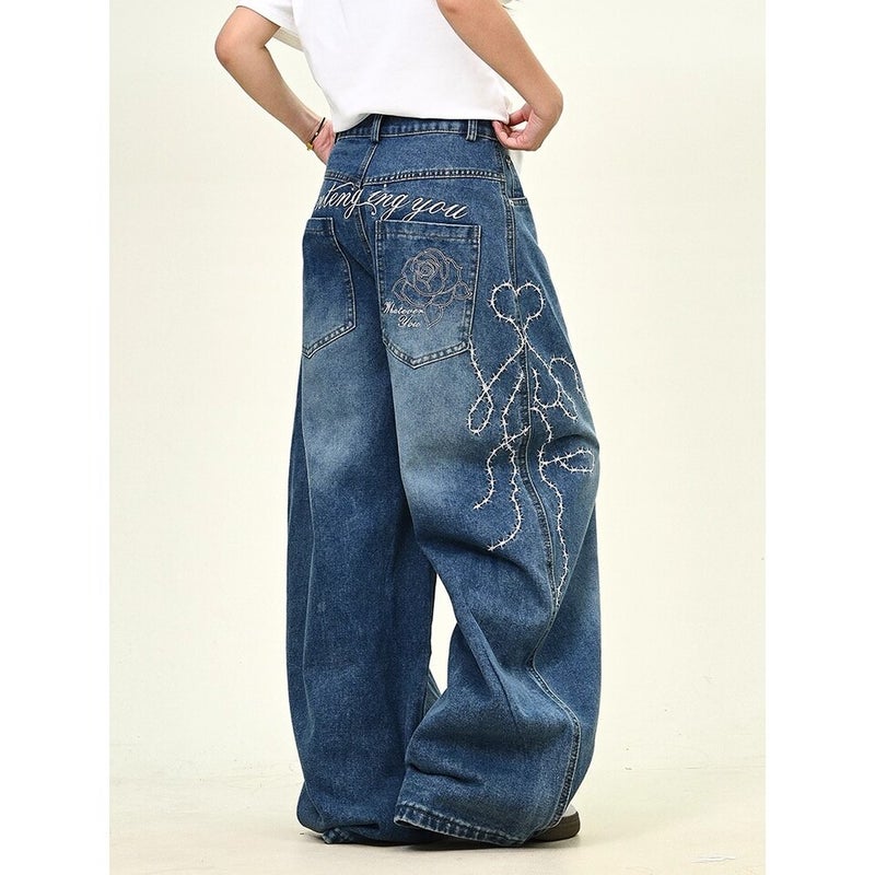 Unisex Classic Denim Jeans Loose Fit Daily Outdoor Wear - Image 2