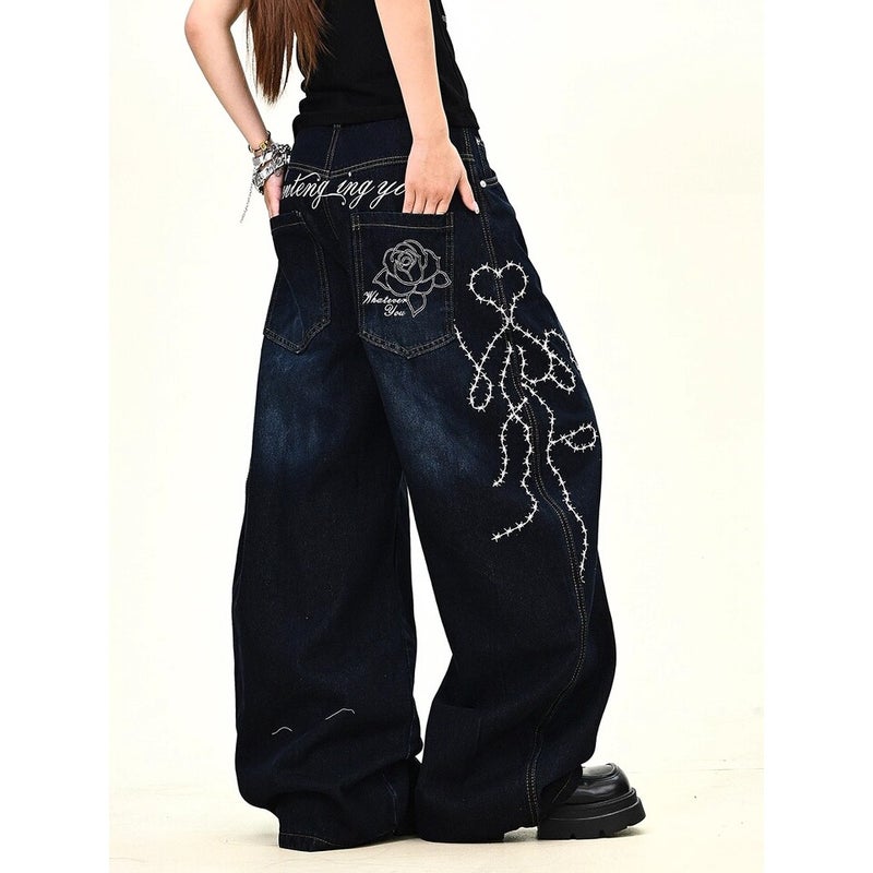 Unisex Classic Denim Jeans Loose Fit Daily Outdoor Wear - Image 1