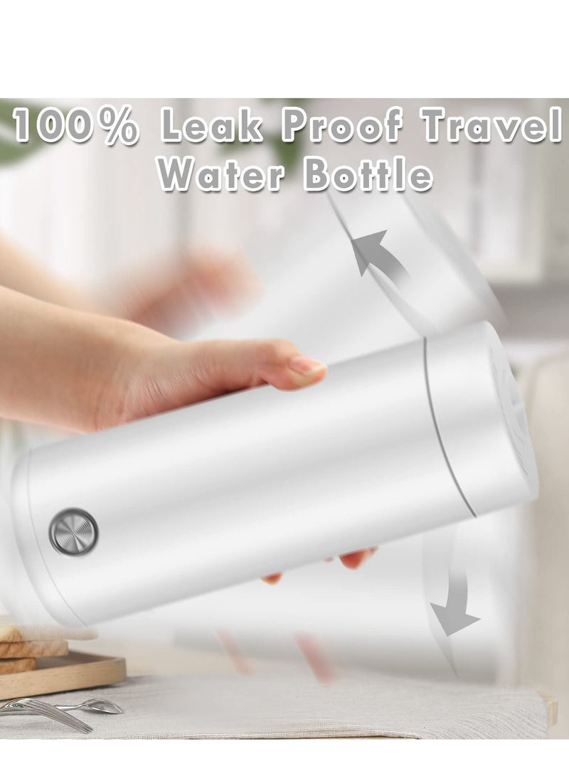 الأزرق جي دبليو Portable Electric Kettle 400ml Travel Tea with Non stick Coating Double Wall Water Boiler Bottle Insulated Coffee Thermos Mug Fast Boil and Auto Shut Off Hot Heater (White) - Image 3