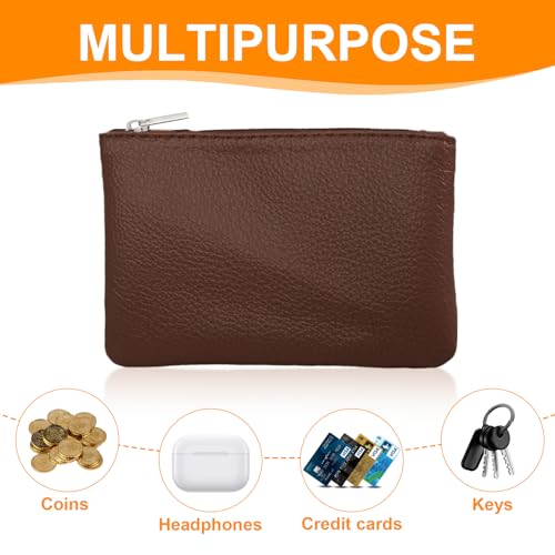 lyBlissor 4Pcs Small Coin Purse Pouch,Leather Change Purse,Small Leather Coin Pouch for Purse,Portable PU Leather Zipper Coin Purse,Mini Coin Pocket Pouch Change Holder for Men Women Headset Credit Card ID Key - Image 4