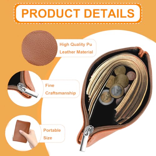 lyBlissor 4Pcs Small Coin Purse Pouch,Leather Change Purse,Small Leather Coin Pouch for Purse,Portable PU Leather Zipper Coin Purse,Mini Coin Pocket Pouch Change Holder for Men Women Headset Credit Card ID Key - Image 3