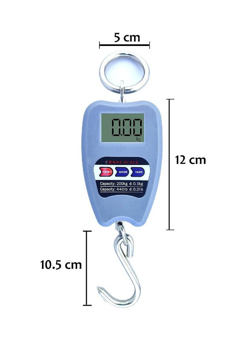 Generic - Mini Crane Scale 200kg Hanging Scale Digital Hanging Scale Weighing Scale with 2 AA Battery Free Weighing Scale (Black) (Mini Crane Scale - Image 1