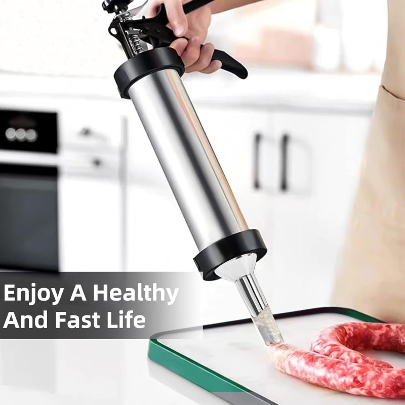 Beef Jerky Gun 1.5 Lb Large Capacity 5 Nozzles For Custom Jerky Shapes - Food-Grade 304 Stainless Steel Jerky Maker Kit For Home Kitchen Outdoor Cooking Food Enthusiasts Beginners - Image 2