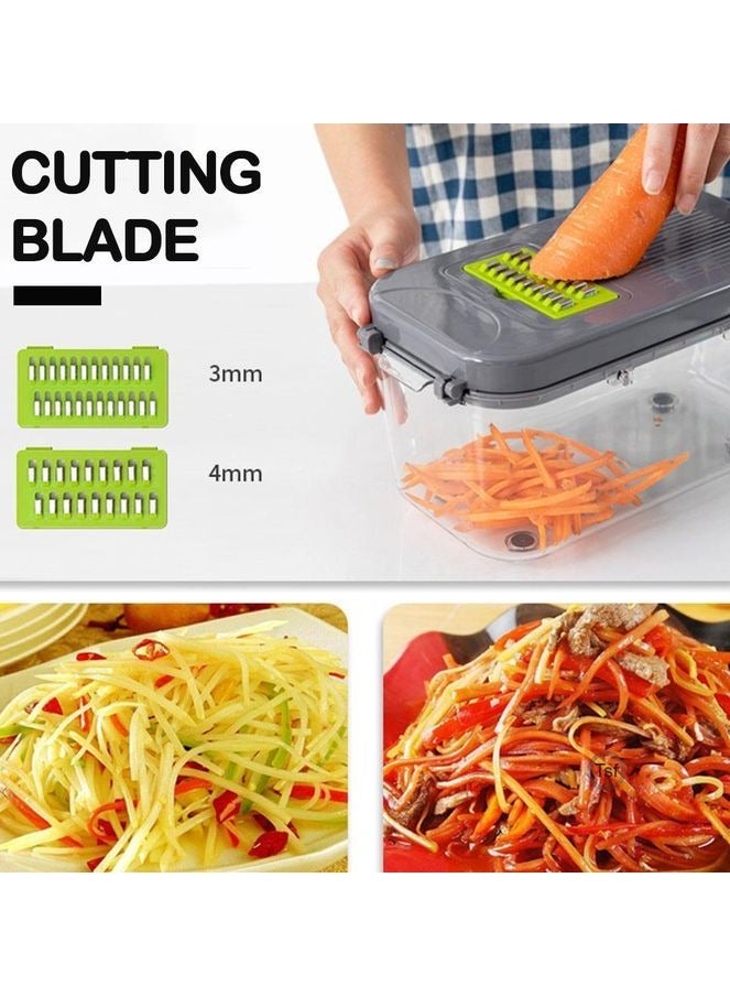 22 in 1 Multifunctional Vegetable Cutter Fruit and Vegetable Slicer Carrot Grater for Kitchen with Container - Image 3
