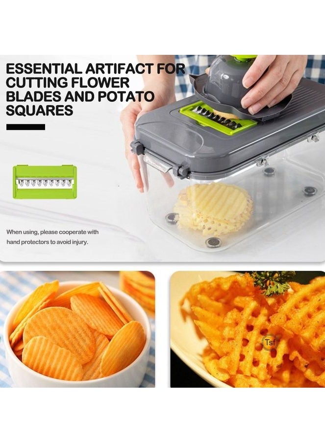 22 in 1 Multifunctional Vegetable Cutter Fruit and Vegetable Slicer Carrot Grater for Kitchen with Container - Image 4
