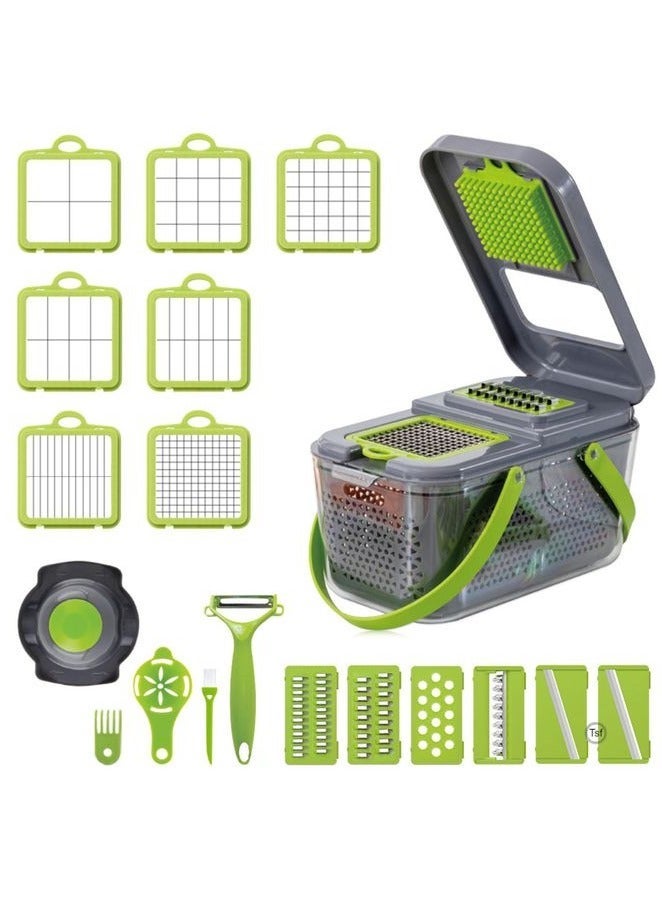 22 in 1 Multifunctional Vegetable Cutter Fruit and Vegetable Slicer Carrot Grater for Kitchen with Container - Image 1