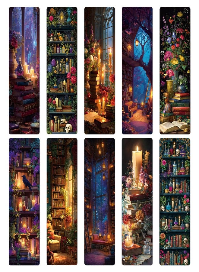 Wxiben Dark Academia Bookmarks Gifts - Wxiben 100Pcs Floral Library Bookshelf Book Marks Fantasy Witchy Apothecary Book Markers Page Clip GIF for Women Men Students Teacher Romantasy Reader Bookish - Image 1