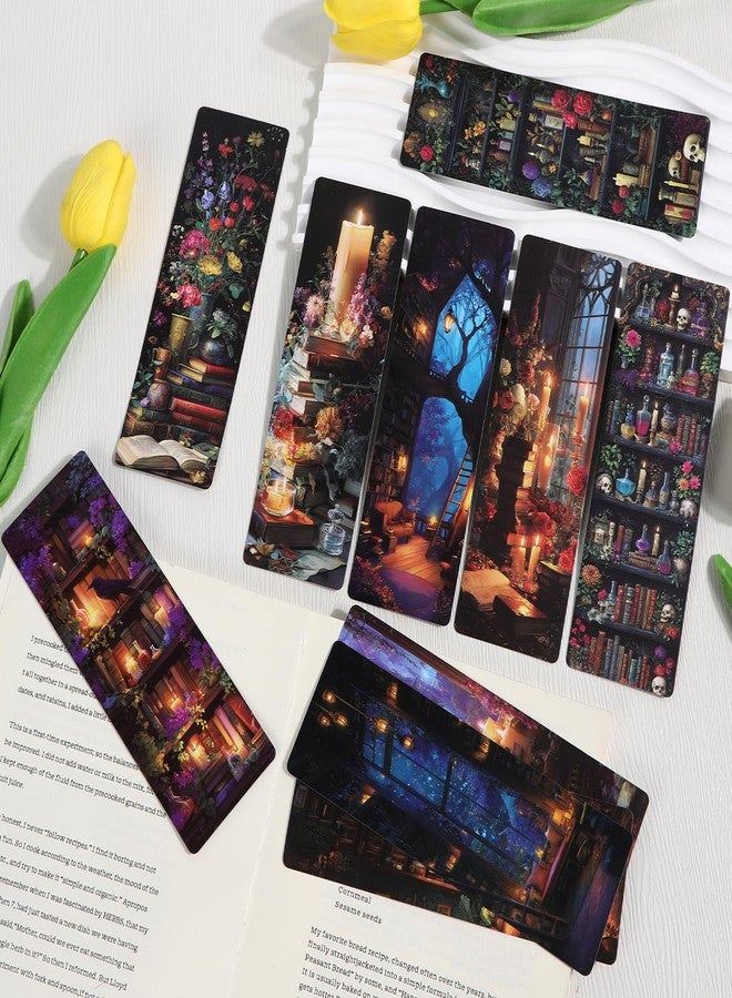 Wxiben Dark Academia Bookmarks Gifts - Wxiben 100Pcs Floral Library Bookshelf Book Marks Fantasy Witchy Apothecary Book Markers Page Clip GIF for Women Men Students Teacher Romantasy Reader Bookish - Image 4