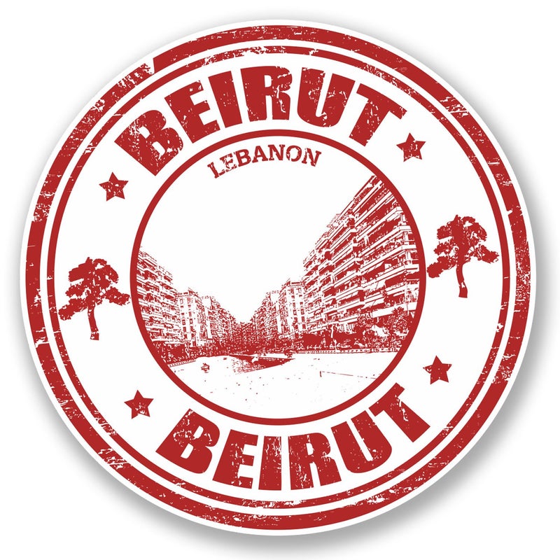 Generic DestinationVinyl 2 x Beirut Lebanon Vinyl Sticker Decal Luggage Travel Tag Map Flag #4581 (10cm x 10cm)  - Image 1
