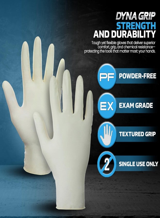 SAS Safety 650-1003 Dyna Grip Powder-Free Premium Latex Disposable Gloves, 7 Mil, Large, 100 Count , White - Image 2