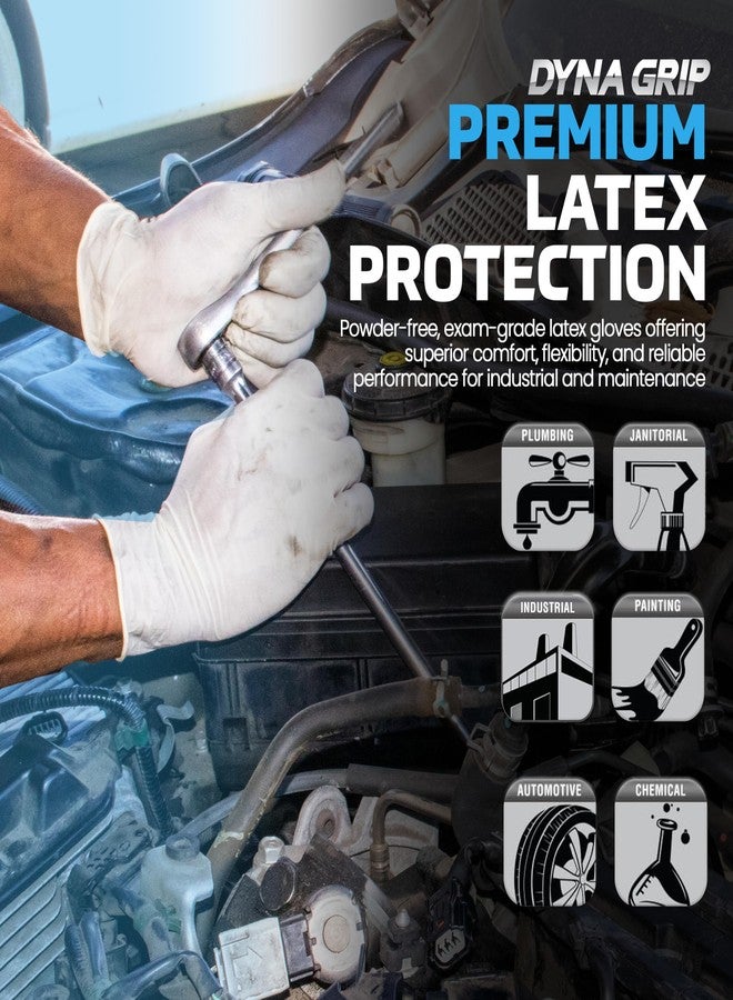 SAS Safety 650-1003 Dyna Grip Powder-Free Premium Latex Disposable Gloves, 7 Mil, Large, 100 Count , White - Image 3