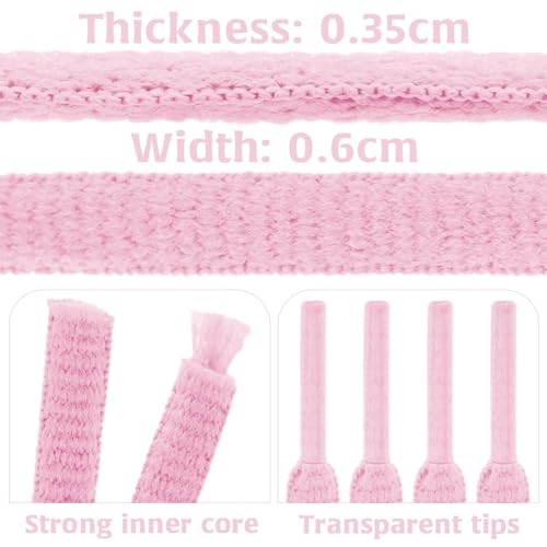 DELELE 2Pair Oval Shoes laces 42 Colors Half Round 1/4" Athletic ShoeLaces for Sport/Running Shoes Shoe Strings Pink -45 inch - Image 3