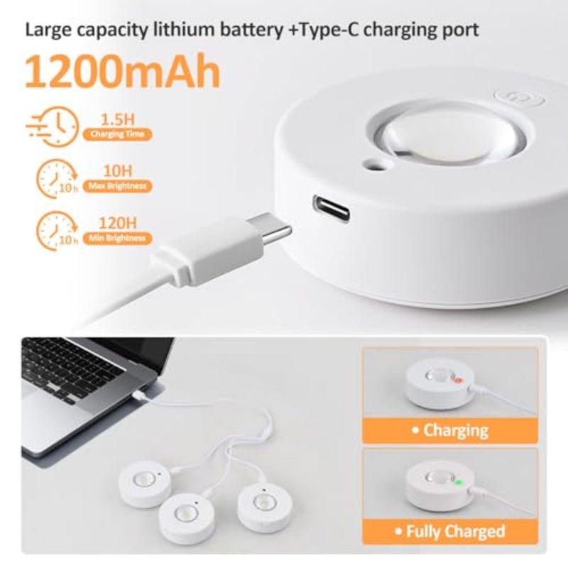 3 Pack Rechargeable LED Cabinet Lights, Wireless Rgb Puck Lights with Remote Control/Timer, Dimmable Adhesive Wall Lights for Closet Counter Kitchen Rv Indoor - Image 2