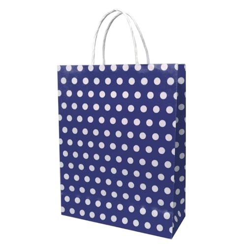 Aakriti Polka Dot Paper Gift Bags with Handles – Party Favor Bags for Kids Birthday, Baby Shower, Wedding, Festivals, Holiday Celebrations, Return Gift Packaging (10 x 8 x 3 Inch, Blue, Pack of 25) - Image 4