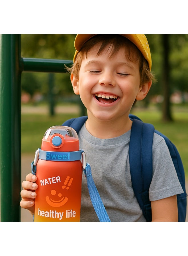 VIO Kids Leakproof Water Bottle with Soft Straw Capacity Marker Colorful Toddler Spill Proof Sippy Cup with Flip Top Lid Drinking Tumbler with Strap BPA Free Tritan Water Bottle Kids Hydration Sipper Bottle 850 ML for Boys Girls School Preschool Nursery Indoor Outdoor Travel Use - Image 4
