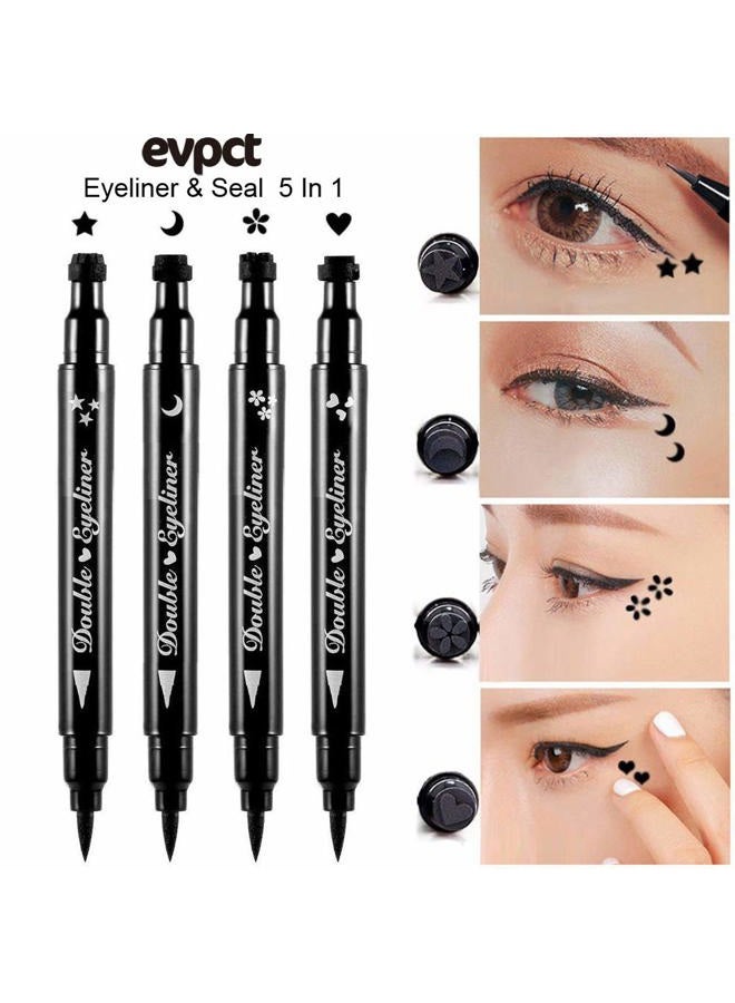 BINGBRUSH Double-sided Liquid Stamp Eyeliner Pen, Face Stamps Makeup Extremely Black Waterproof Slim Gel Felt Tip High Black Pigment Liquid Eyeliner & Seal (black) - Image 2