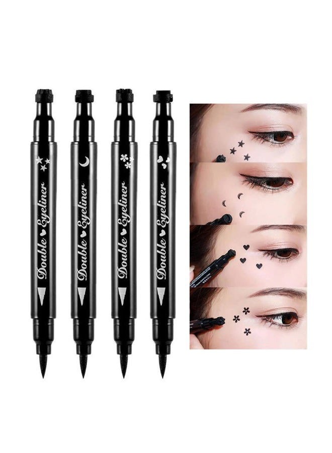 BINGBRUSH Double-sided Liquid Stamp Eyeliner Pen, Face Stamps Makeup Extremely Black Waterproof Slim Gel Felt Tip High Black Pigment Liquid Eyeliner & Seal (black) - Image 1