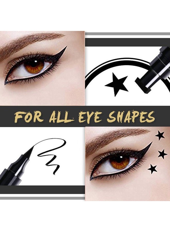 BINGBRUSH Double-sided Liquid Stamp Eyeliner Pen, Face Stamps Makeup Extremely Black Waterproof Slim Gel Felt Tip High Black Pigment Liquid Eyeliner & Seal (black) - Image 3