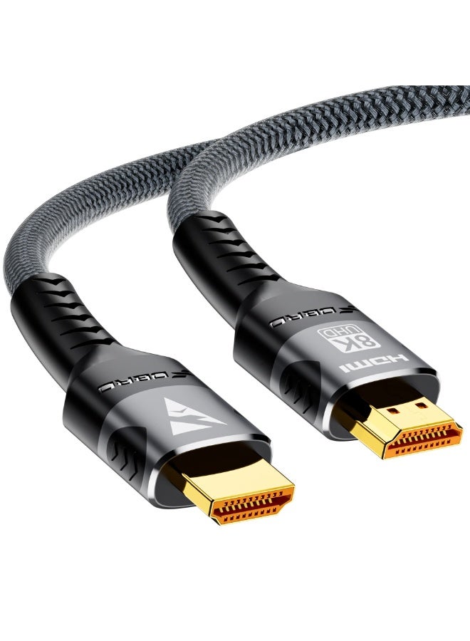 FDBRO 1M 4K/8K HDMI 2.1 Cable - 48Gbps High Speed Braided Cord - Black - Image 1