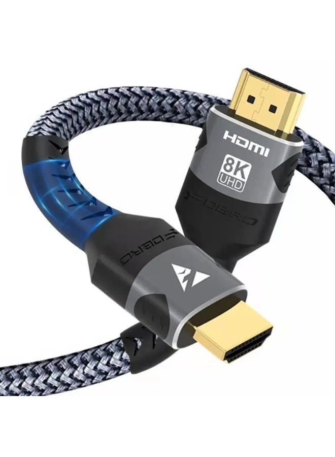 FDBRO 1M 4K/8K HDMI 2.1 Cable - 48Gbps High Speed Braided Cord - Black - Image 5