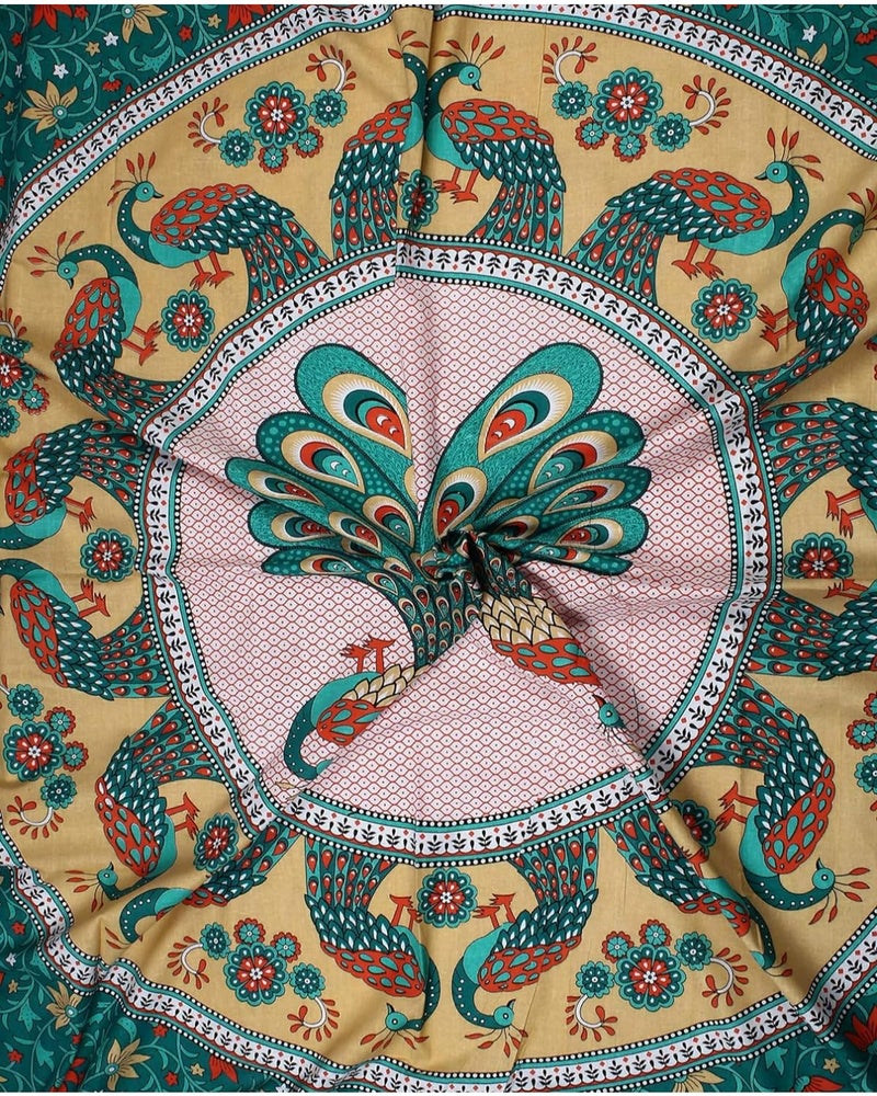 UrbanArts 100% Pure Cotton Jaipuri Diwan Set of 6 Pcs (1 Bedsheet, 2 Bolster Cover, 3 Cushion Cover) | Cotton Diwan Set for Drawing Room, Living Room and Bedroom, Style-14 - Image 4