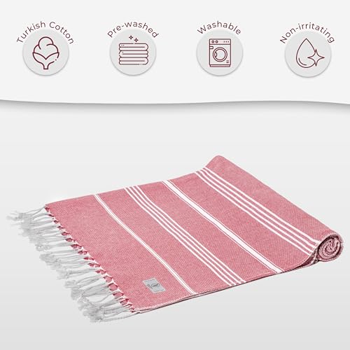 Ossano Cute Beach Towel - Quick Dry & Sand Free, Oversized (39" x 71"), Versatile, Perfect as Yoga Mat, Pool Towel, Turkish Towel, or Picnic Blanket - Coral - Image 5
