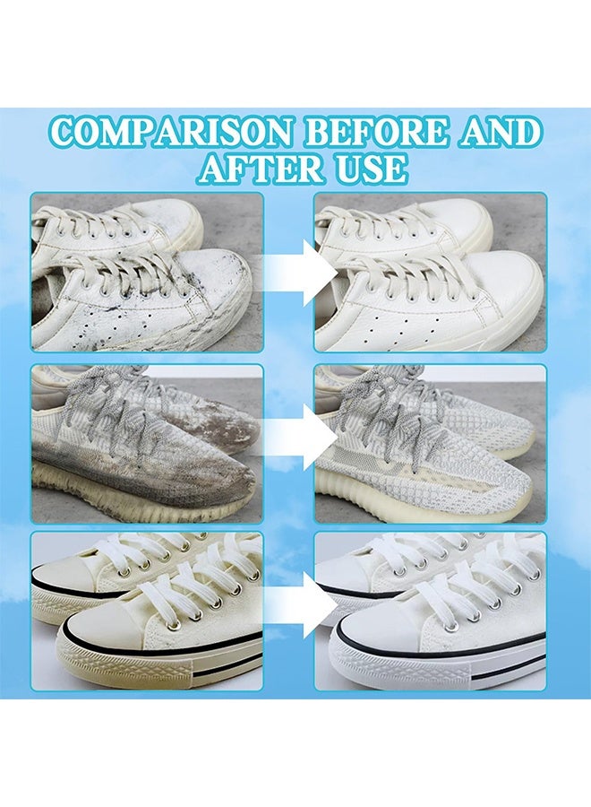 هومتوبس منظف أحذية أبيض، مجموعة تنظيف الأحذية مع فرشاة وقطعة قماش، منظف الأحذية الرياضية يعمل على الجلد، القماش المحاك، القماش القطني، PU 100 مل - Image 5