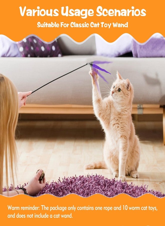 Kerros 10PCS Cat Worm Toy, Cat Wand Attachment Fuzzy Worm Toys Refill with 1PCS Black String for Wand Replacement, Interactive Cats Kittens Toys for Indoor - Image 5