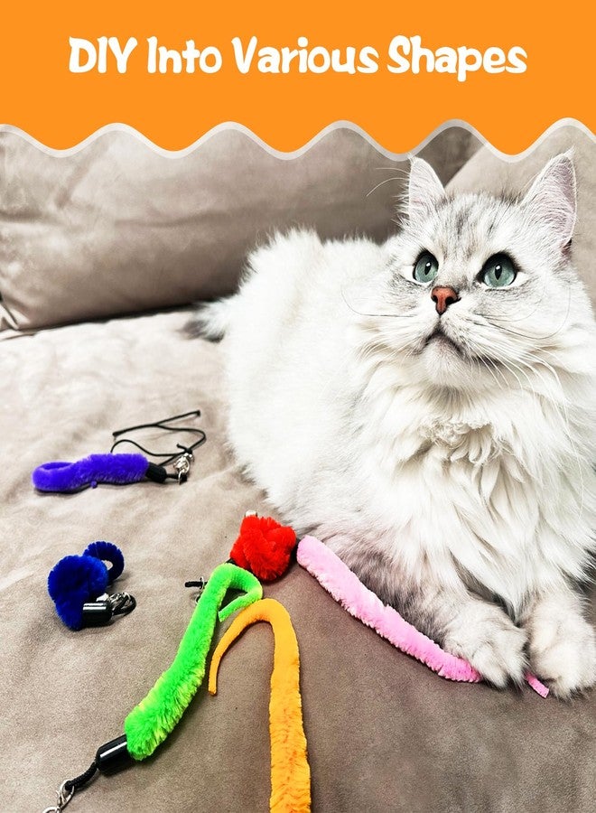 Kerros 10PCS Cat Worm Toy, Cat Wand Attachment Fuzzy Worm Toys Refill with 1PCS Black String for Wand Replacement, Interactive Cats Kittens Toys for Indoor - Image 4