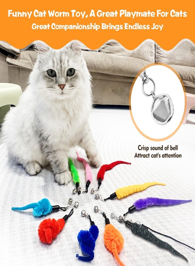 Kerros 10PCS Cat Worm Toy, Cat Wand Attachment Fuzzy Worm Toys Refill with 1PCS Black String for Wand Replacement, Interactive Cats Kittens Toys for Indoor - Image 2