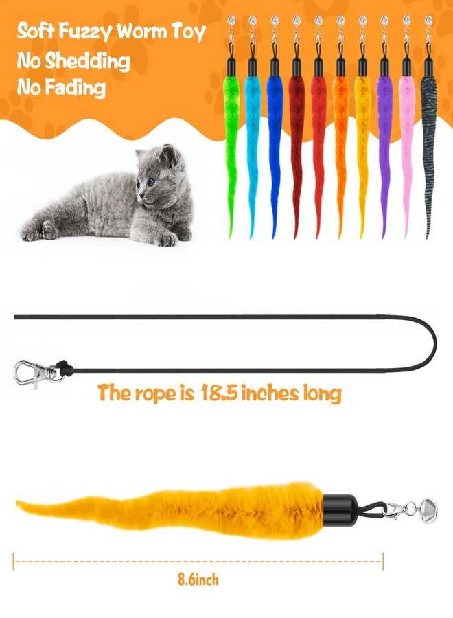 Kerros 10PCS Cat Worm Toy, Cat Wand Attachment Fuzzy Worm Toys Refill with 1PCS Black String for Wand Replacement, Interactive Cats Kittens Toys for Indoor - Image 3
