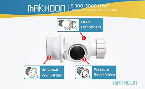 MAKHOON 9-100-3008 Replacement for Polaris 360 UWF Wall Connector Complete w/Black Relief Valve Part 9-100-3008 - Image 2