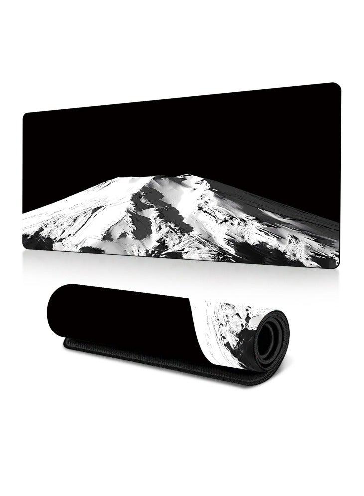 800x300x2mm Large Gaming Mouse Pad Stitched Edges Extended Mousepad Smooth Cloth Surface Non-Slip Rubber Base Waterproof Anime Extended Comfortable Mouse Mat Desk Pad Spill-Resistant Desk Pad for Keyboard and Mouse Black(Snow Mountain)  - Image 1