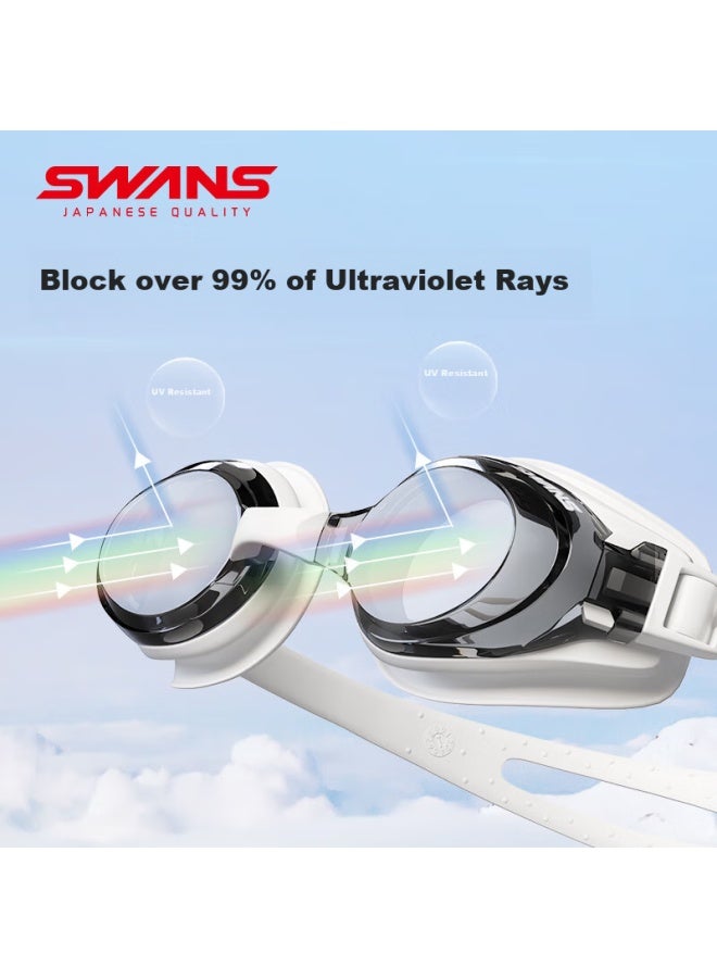 Swans Swimming Goggles, Imported From Japan, Waterproof, Anti-fog, High-definition Swim Cap Set, Myopia Swimming Gl, Diving Equipment, Water Drop Black - Image 2