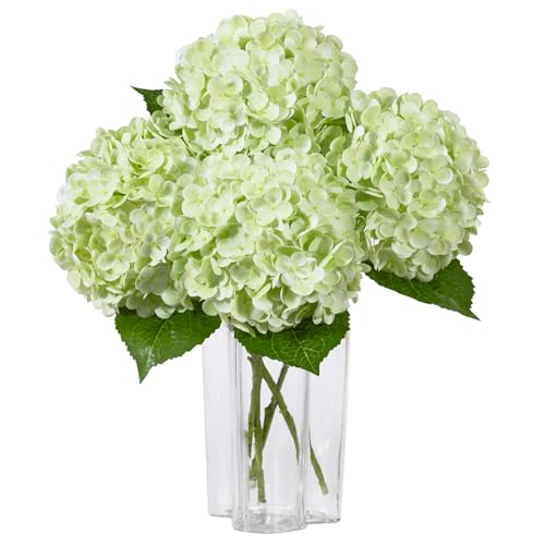 DuHouse 3Pcs Large Hydrangea Artificial Flowers20 inch Latex Real Touch Hydrangeas Lifelike Hydrangea Flower for Home Wedding Bouquets Centerpieces Party Living Room DecorationLight Green - Image 1