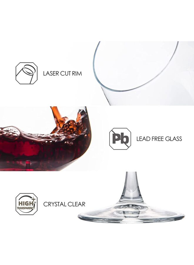 6 Pcs Wine glasses, Hand blown Italian-style Crystal Burgundy Wine glasses, 20 Oz Premium Crystal Glass Large Red Wine Glasses Lead-Free Premium Crystal Clear Glass for Dinner Party Wedding - Image 2