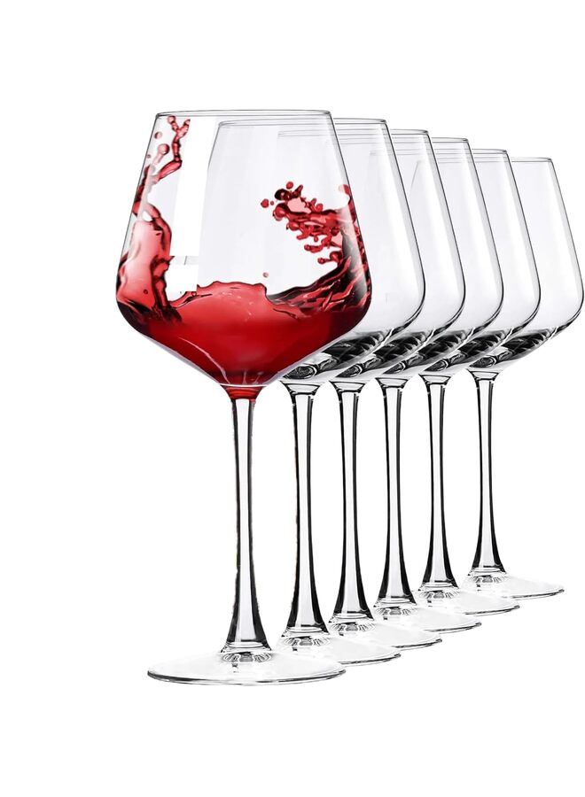 6 Pcs Wine glasses, Hand blown Italian-style Crystal Burgundy Wine glasses, 20 Oz Premium Crystal Glass Large Red Wine Glasses Lead-Free Premium Crystal Clear Glass for Dinner Party Wedding - Image 1