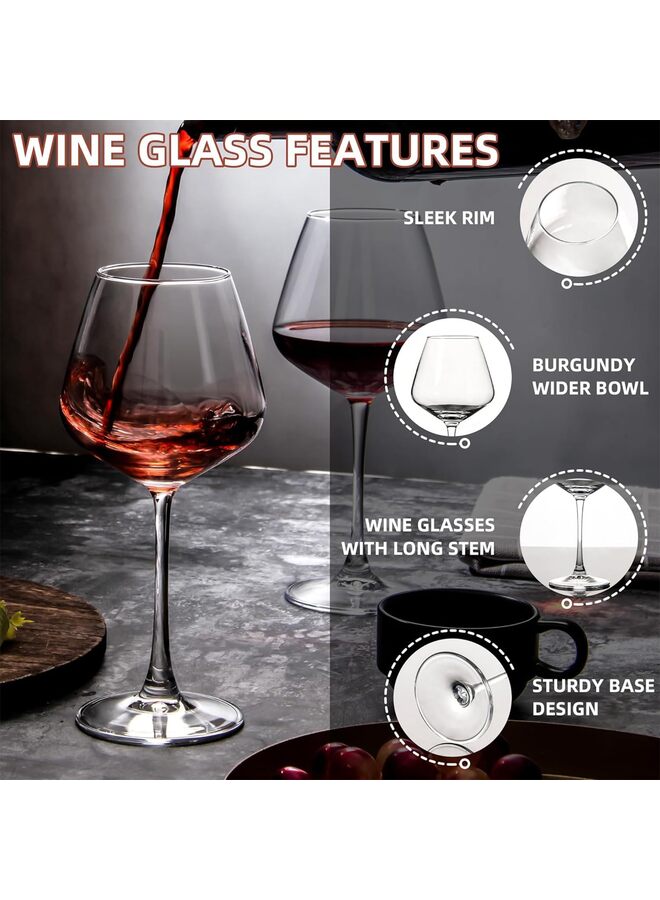 6 Pcs Wine glasses, Hand blown Italian-style Crystal Burgundy Wine glasses, 20 Oz Premium Crystal Glass Large Red Wine Glasses Lead-Free Premium Crystal Clear Glass for Dinner Party Wedding - Image 3
