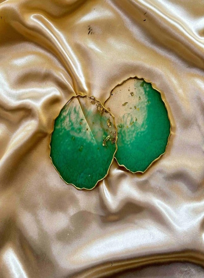 Artlia Handcrafted Geode Coasters for Dining Table Set of 2 (4'' Diameter Ideal for Gifting (Birthdays,Anniversaries,Weddings),Enhancing Home Decor,Gifts,and Special Occasions (Green) - Image 4
