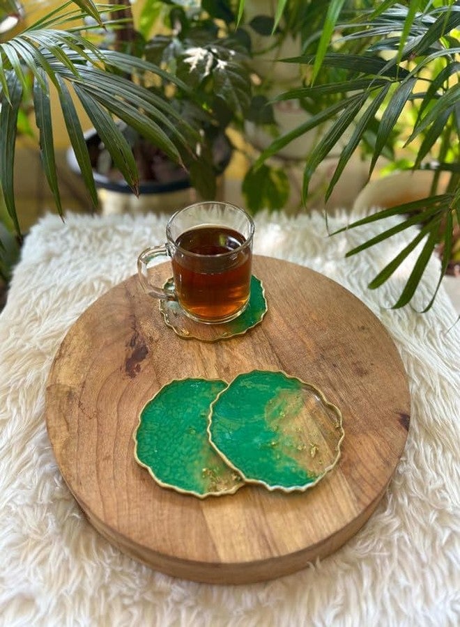 Artlia Handcrafted Geode Coasters for Dining Table Set of 2 (4'' Diameter Ideal for Gifting (Birthdays,Anniversaries,Weddings),Enhancing Home Decor,Gifts,and Special Occasions (Green) - Image 3
