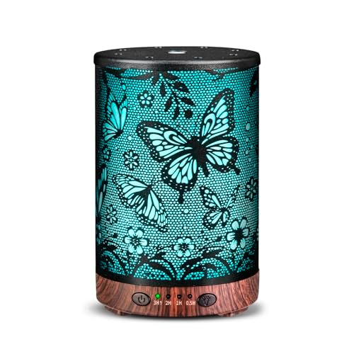 JOYOLO Essential Oil Diffuser 120ML Metal Aromatherapy Diffuser with Timer Cool Mist Humidifier with Auto ShutOff 7 Color Lights for Home Office Spa Big Butterfly - Image 1