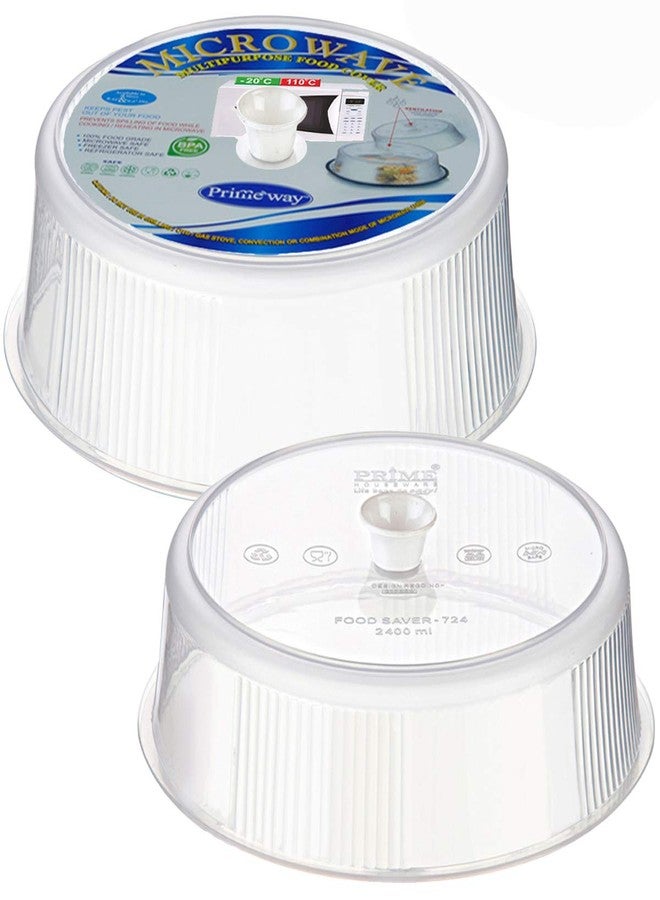 Primeway® Plastic Ø 21cm & 24cm | Microwave Lid Food Splatter Cover | 8.25" & 9.5" | 2 Pcs | Clear Transparent - Image 1