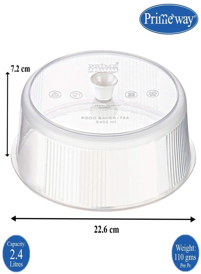 Primeway® Plastic Ø 21cm & 24cm | Microwave Lid Food Splatter Cover | 8.25" & 9.5" | 2 Pcs | Clear Transparent - Image 2