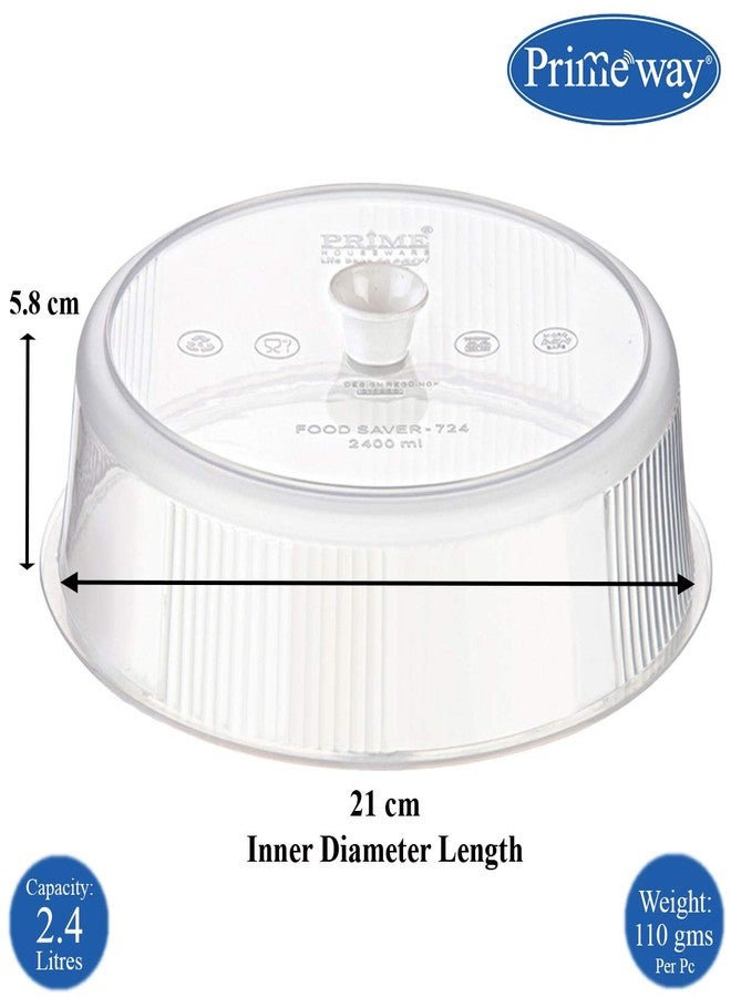 Primeway® Plastic Ø 21cm & 24cm | Microwave Lid Food Splatter Cover | 8.25" & 9.5" | 2 Pcs | Clear Transparent - Image 5
